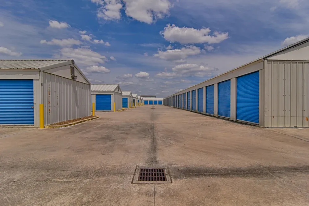 Opened outdoor storage unit at My Storage facility.