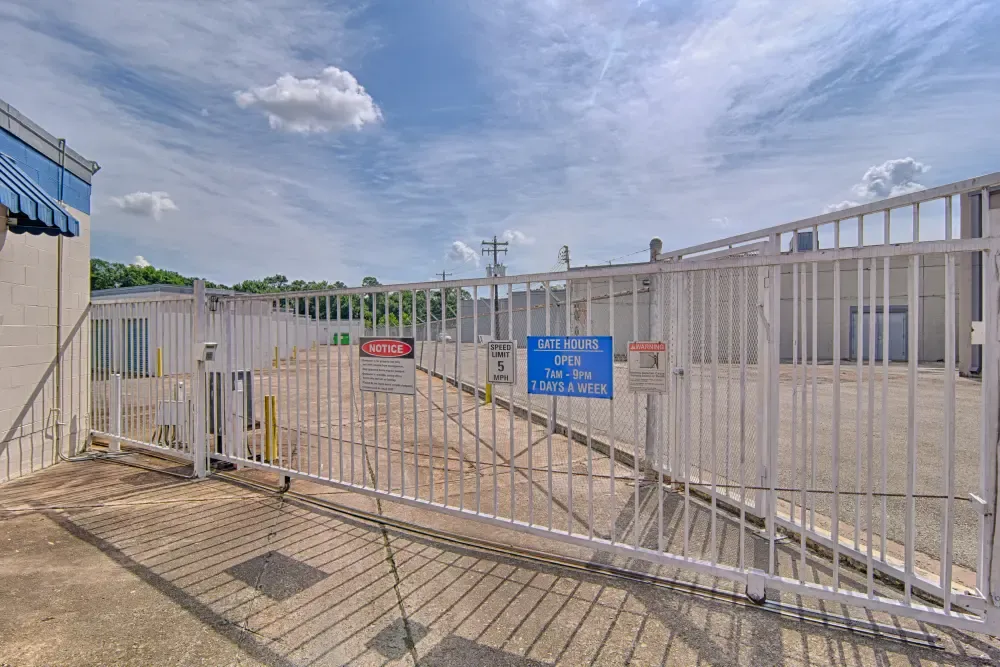 Gated entry at Rummel Creek Mini Storage.