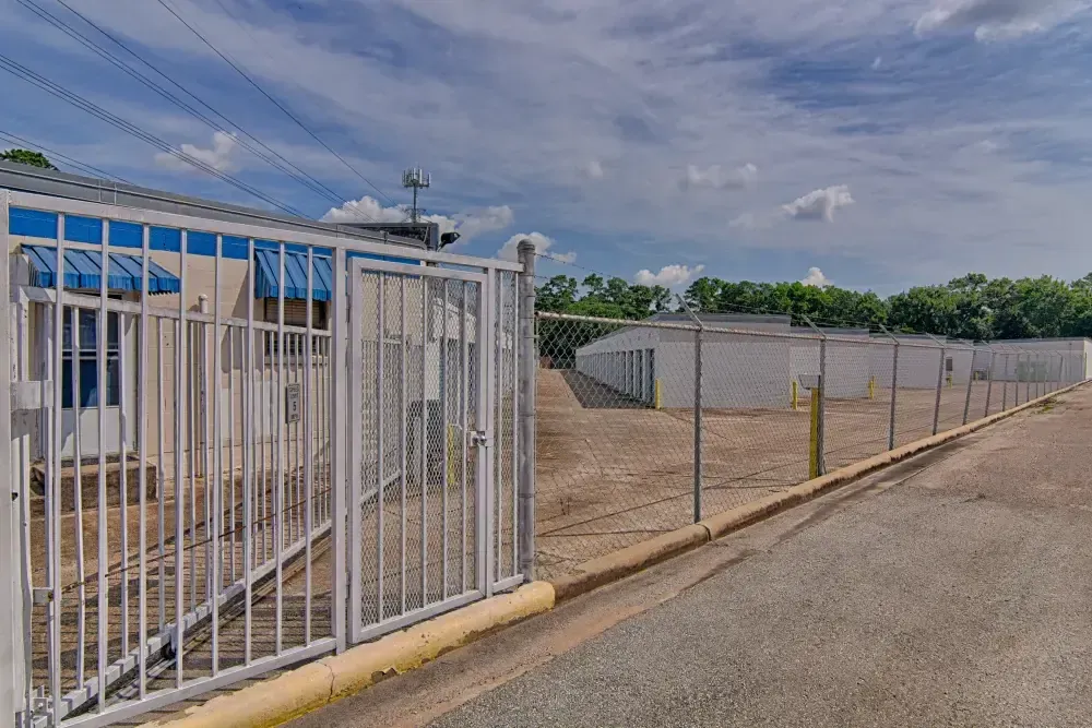 Gated entry at Rummel Creek Mini Storage.