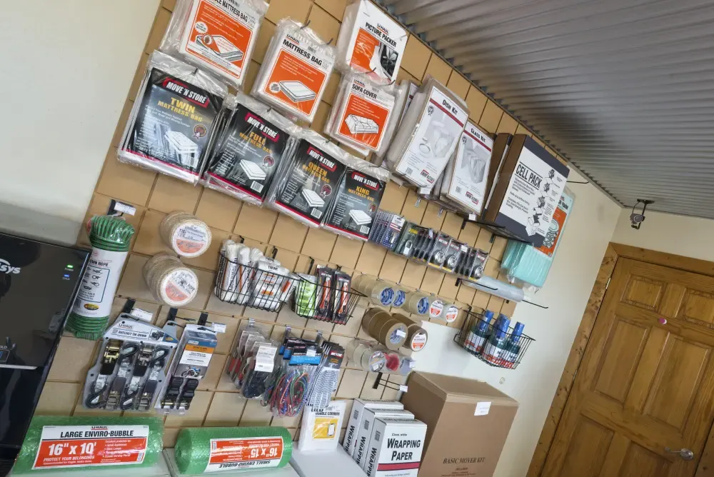 Storage supplies available for sale at AAA Self Storage.