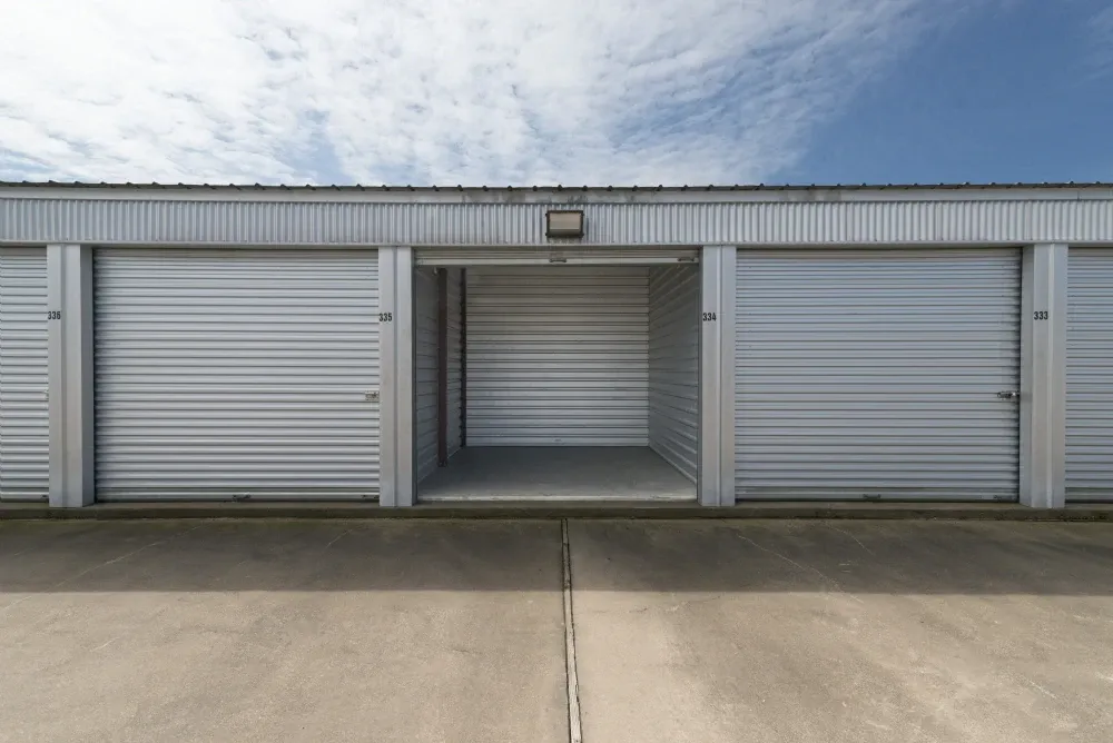 Outdoor, drive-up storage unit with roll up door at AAA Self Storage.