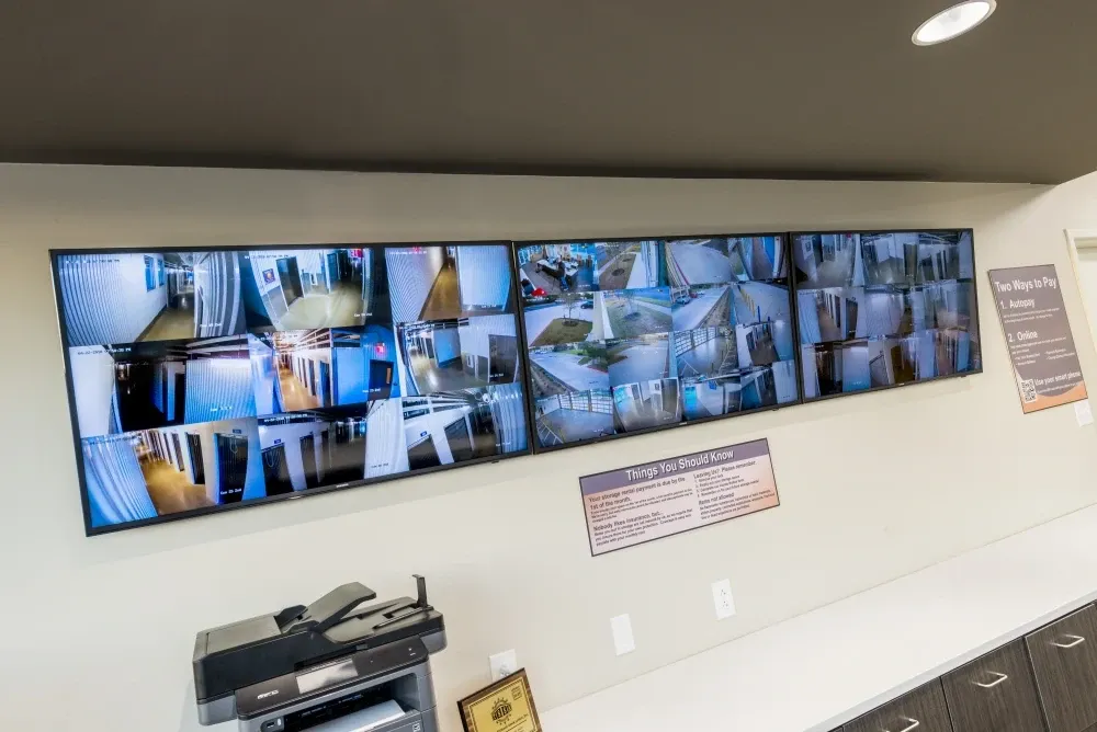 Surveillance monitoring at ATX Self Storage.