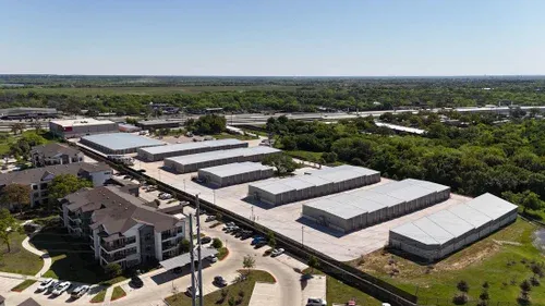 Aerial view of drive up storage
