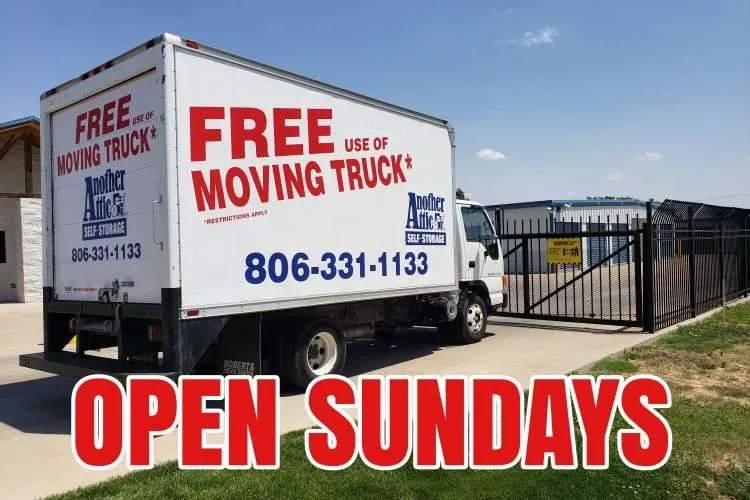 Moving truck at Another Attic Self-Storage.