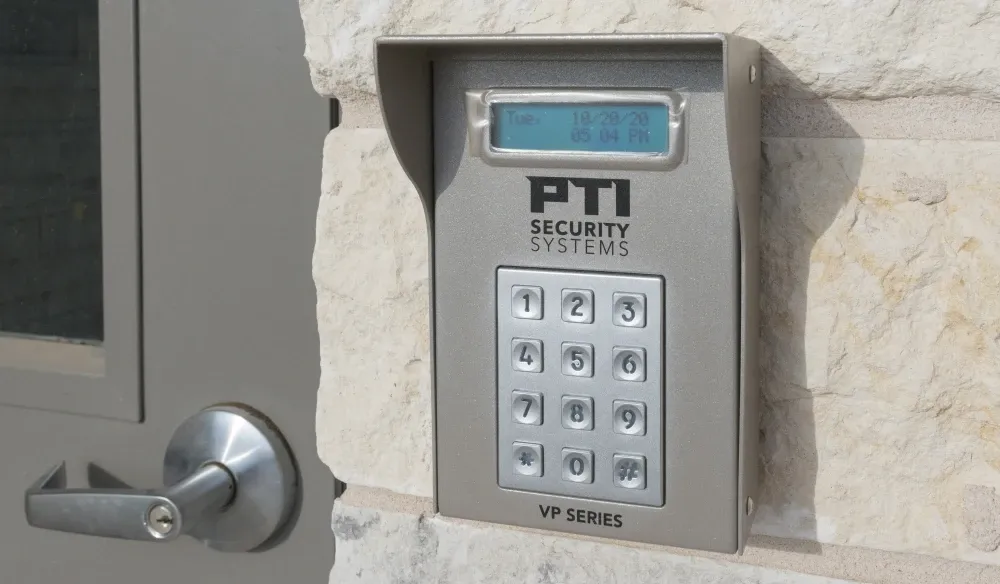 Door keypad entry point at Bergstrom Storage.