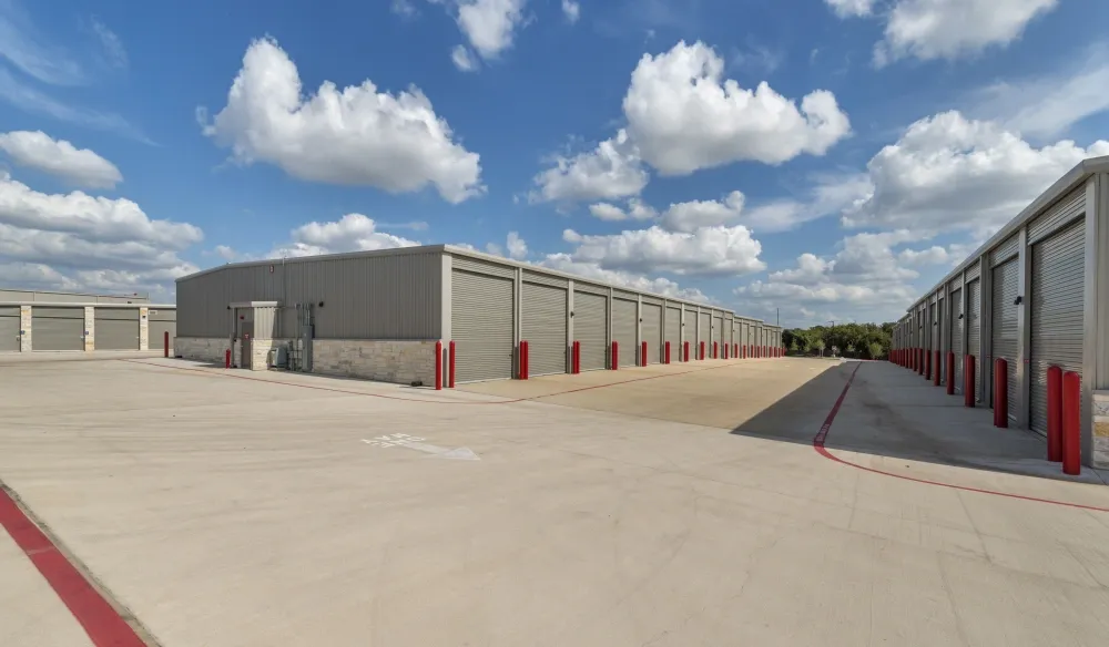 Outdoor storage with drive-up access at Bergstrom Storage.