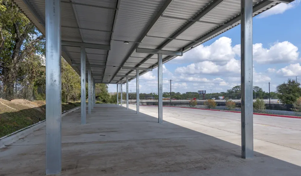 Covered RV, boat, and vehicle storage at Bergstrom Storage.