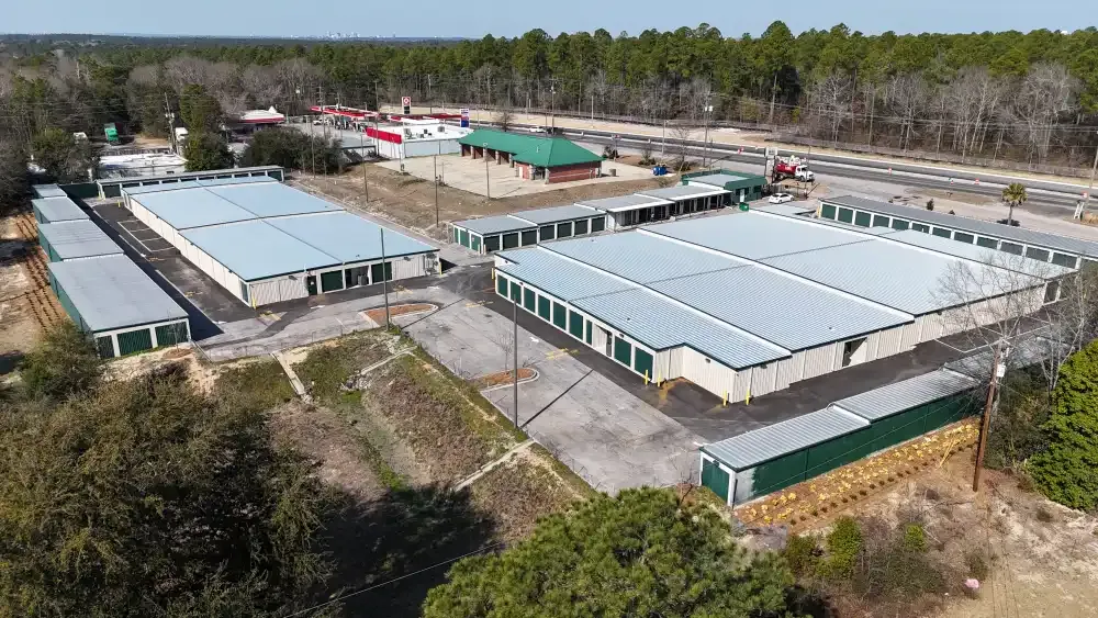 Aerial view of Columbia Self Storage.
