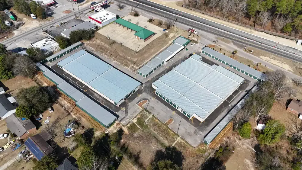 Aerial view of Columbia Self Storage.