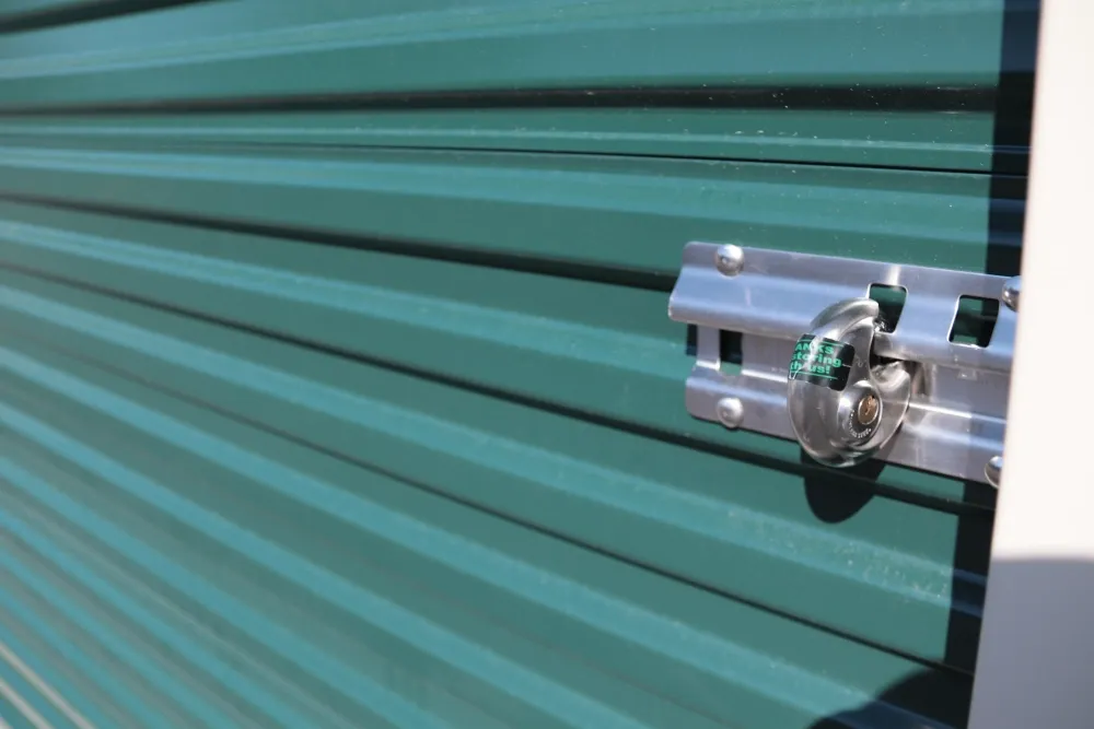 Secure locks on storage unit at Columbia Self Storage.