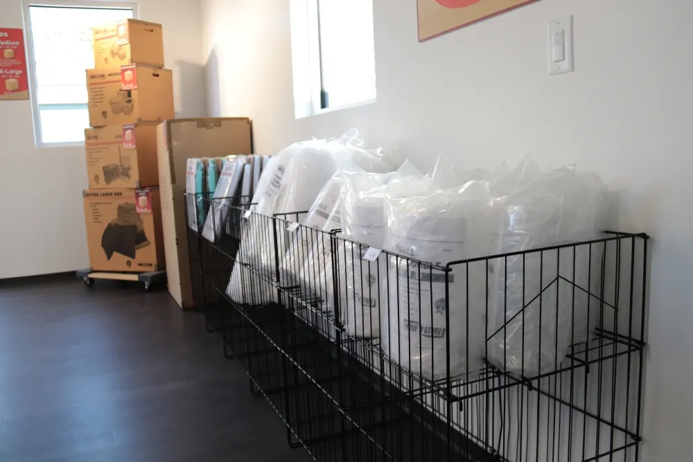 Packing and moving supplies on display at Columbia Self Storage.