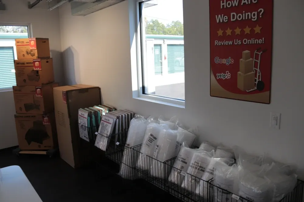 Packing supplies and boxes at Columbia Self Storage.