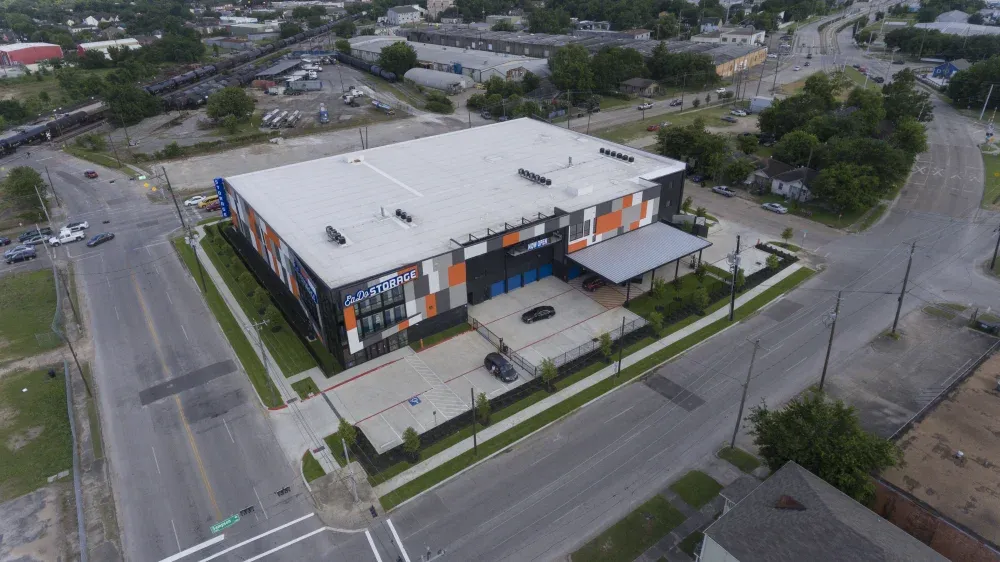 Aerial view of EaDo Storage facility.