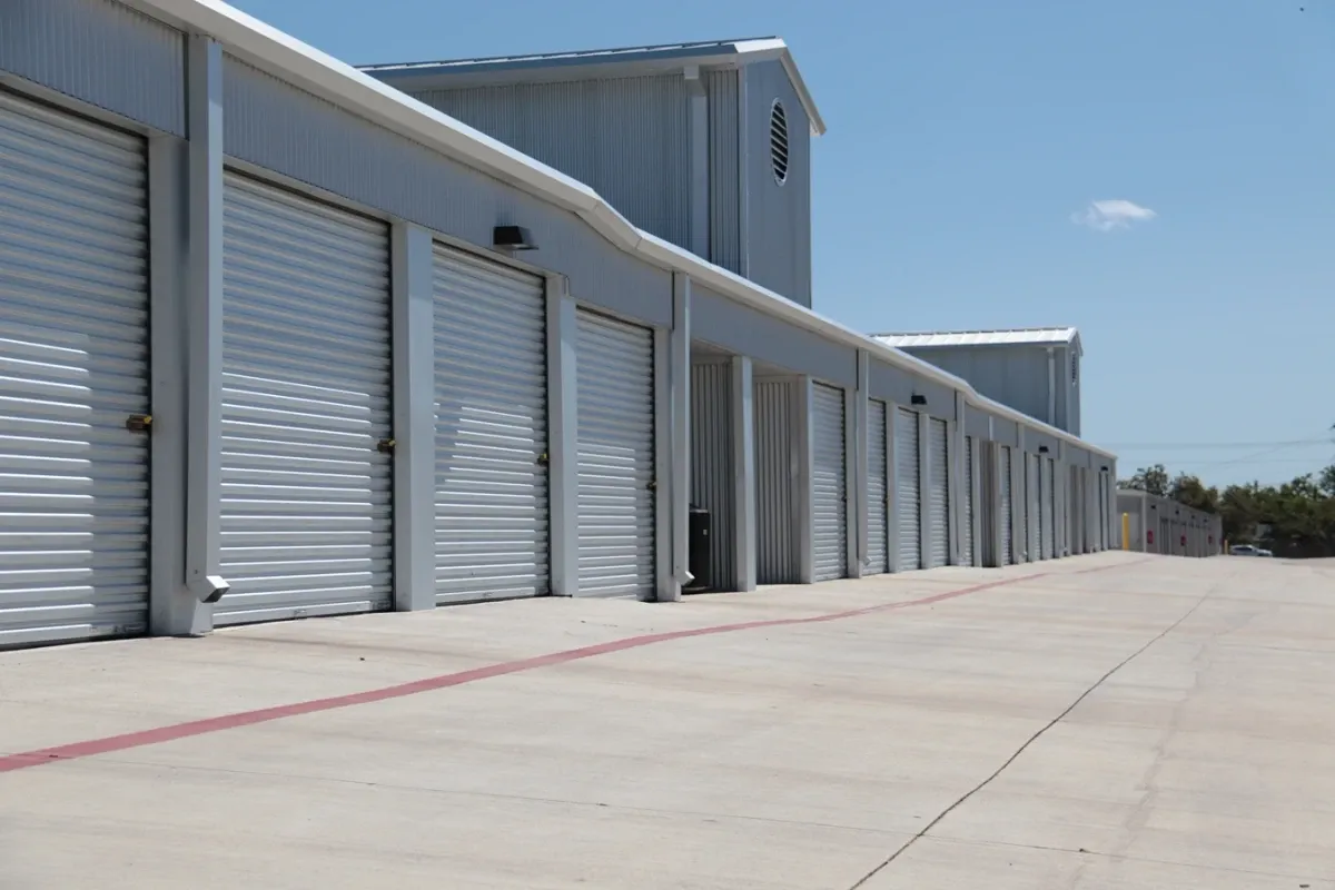 Doors of storage units at the Dripping Springs storage facility