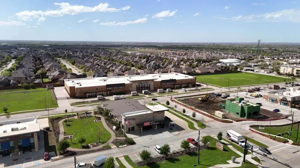 Aerial view of Frisco Self Storage.