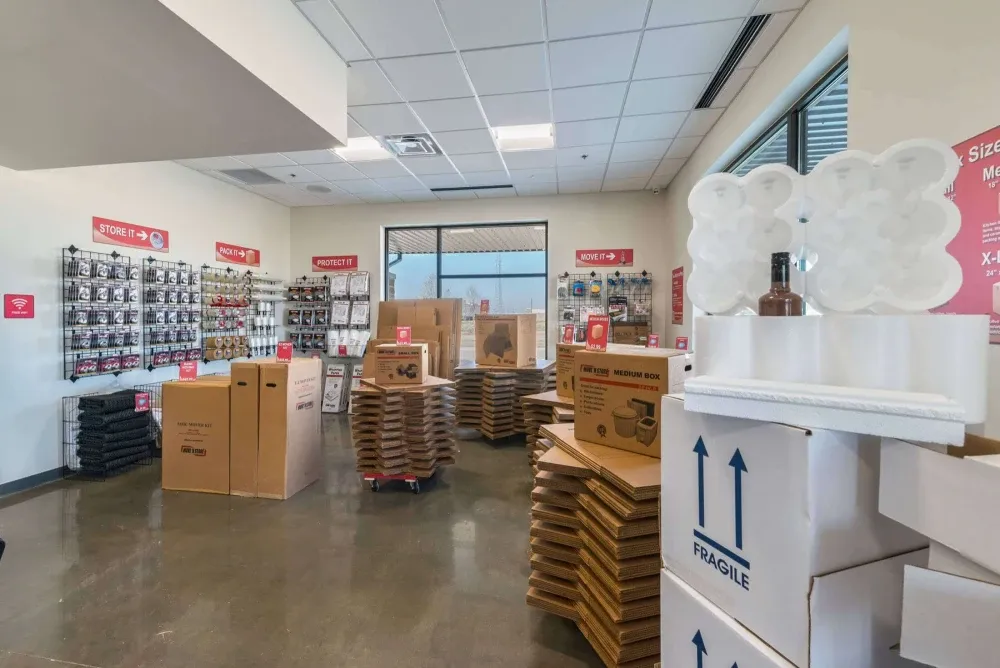 Moving supplies and boxes at Frisco Self Storage.