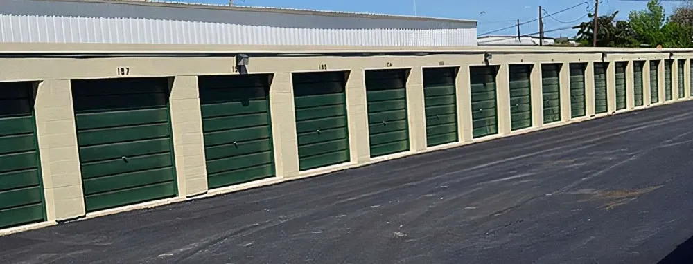 Drive-up storage units at Houston Self Storage.