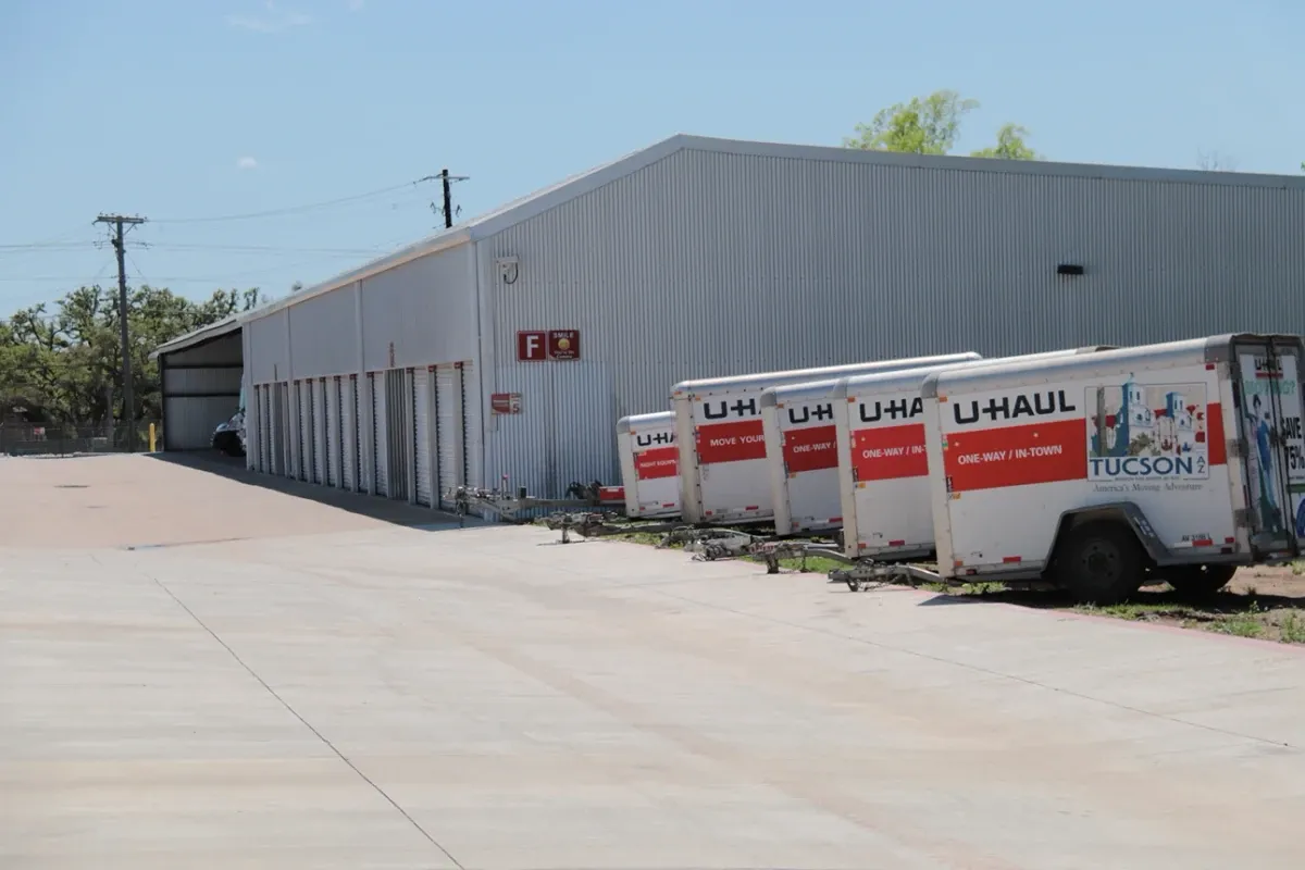 Uhaul trailers for rent at the Dripping Springs storage facility