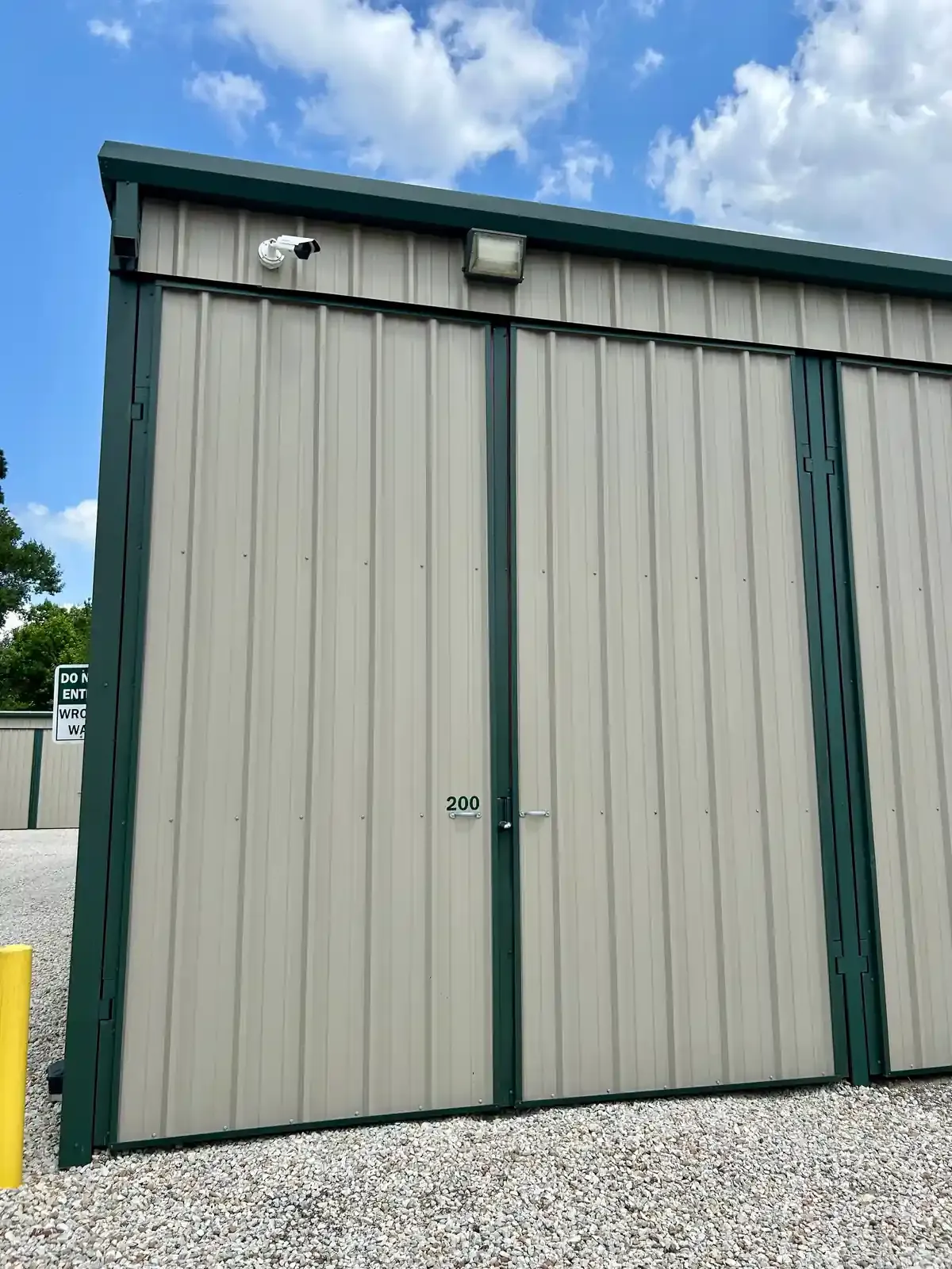 Large storage unit with swing doors at Carraway RV & Boat Storage in Magnolia.