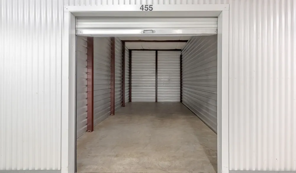 Indoor storage with open door at Lakewood Storage.