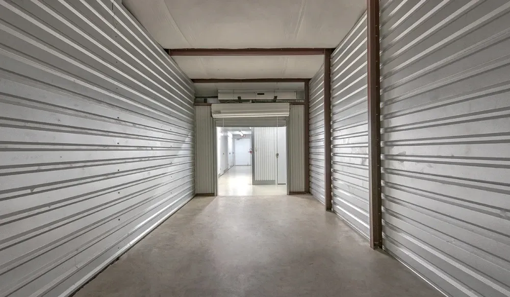 Interior of an indoor storage unit at Lakewood Storage.