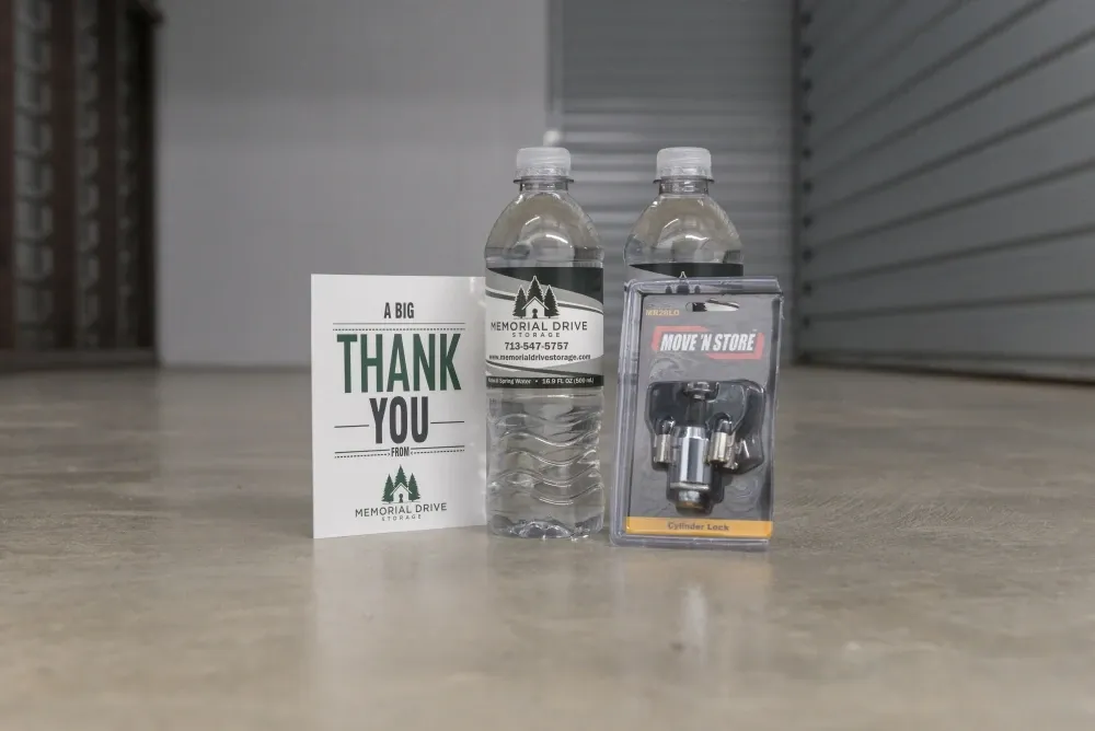 Welcome bundle in a storage unit.