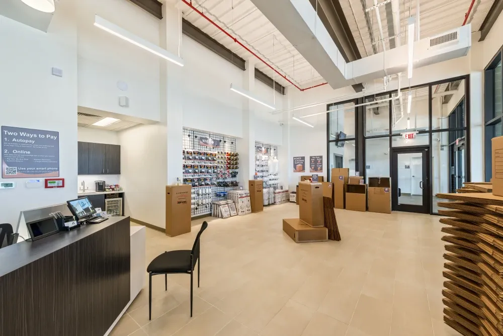 Packing supplies at Memorial Drive Storage.