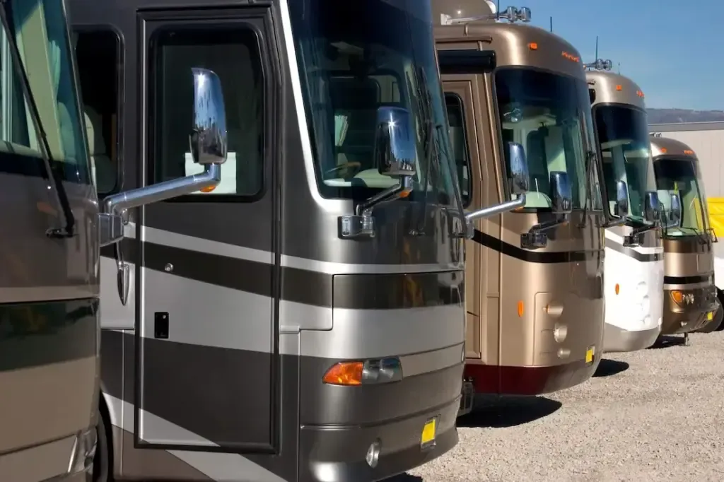 Motorhomes in RV storage