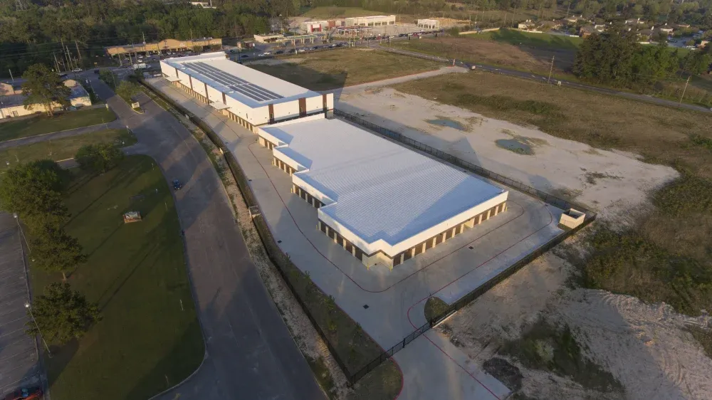 aerial drone view at the Willow Forest storage facility