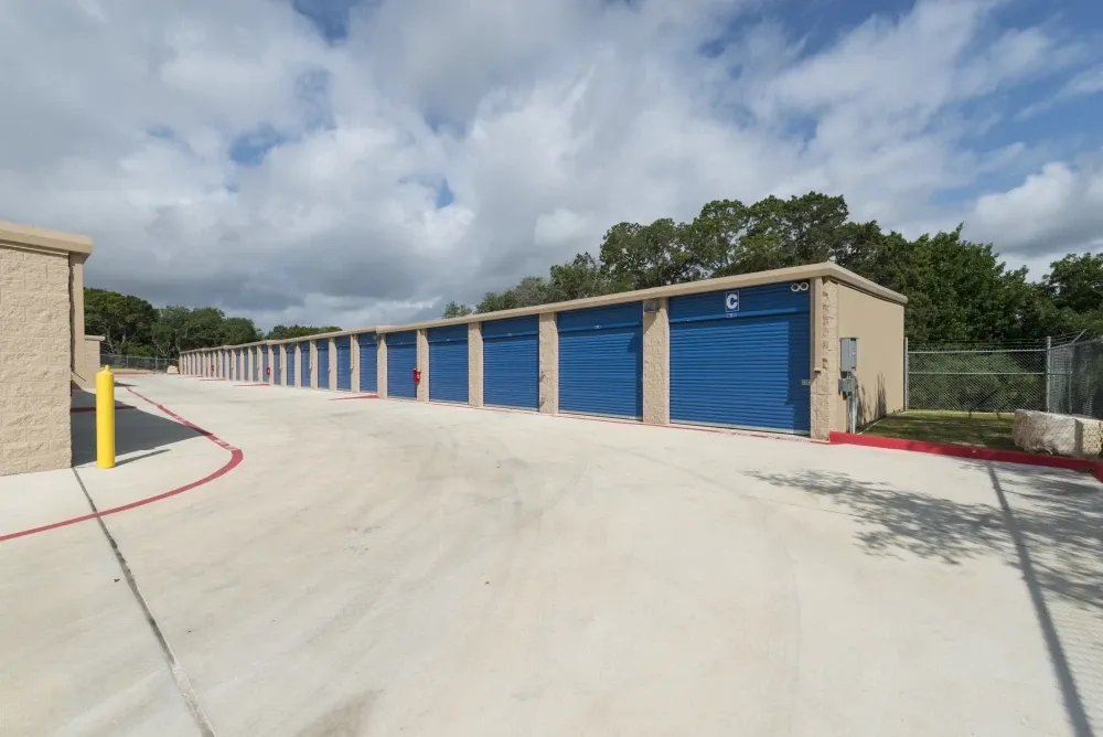 Outdoor storage with drive-up access at Westpointe New Braunfels Self Storage.