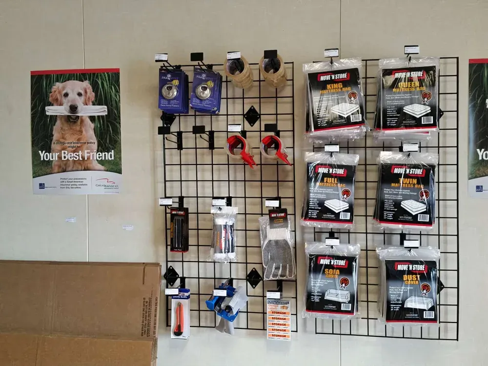 Packing supplies like tape, covers, and more at Northwest Hills Self Storage.