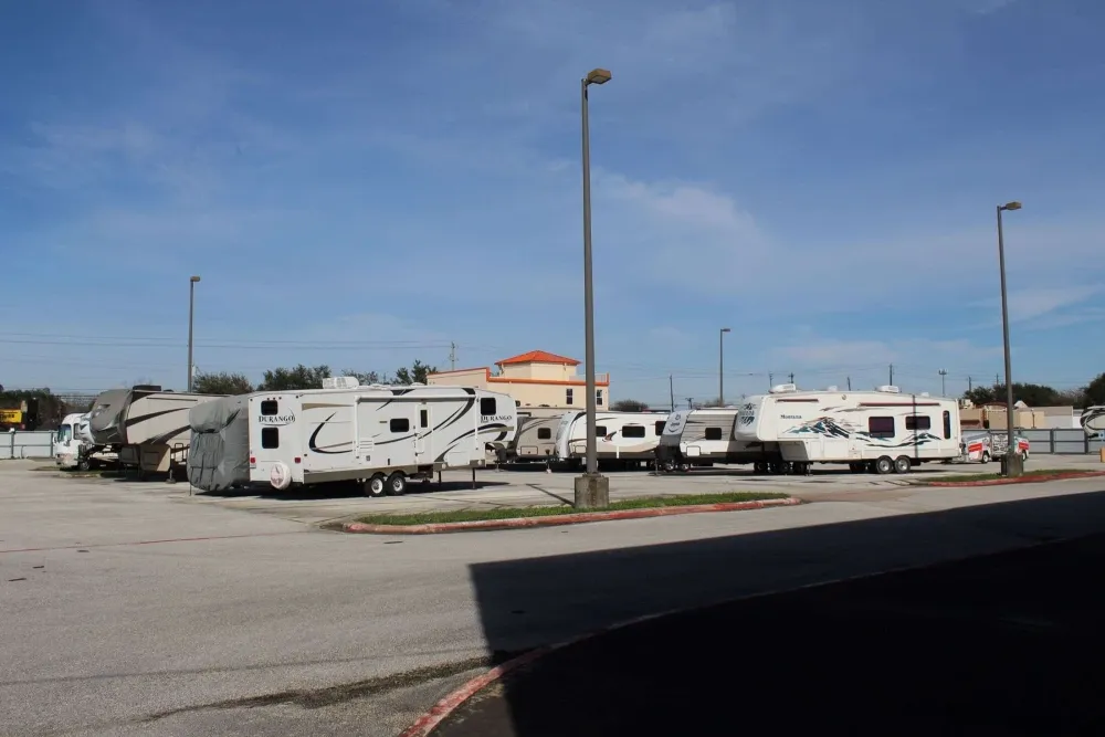 Parked RVs at Pasadena's Best Storage.