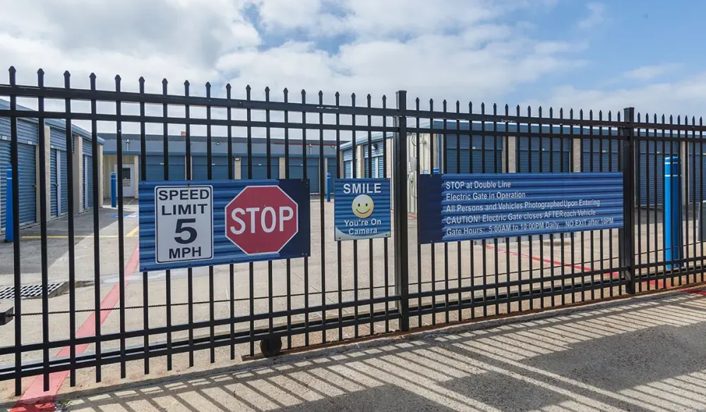 Gated entry access at Stewart & 89th Self Storage facility.