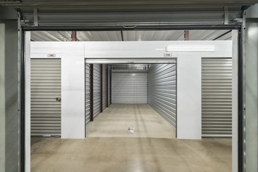 Small, climate-controlled storage unit at Storage Center at Craig Ranch.