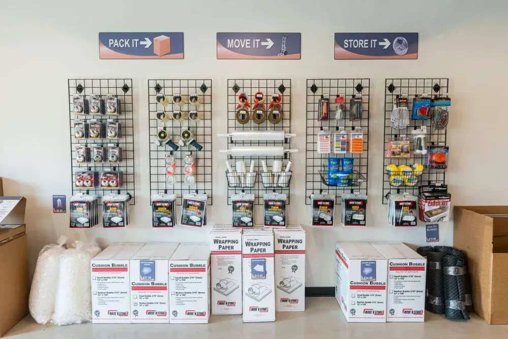 Packing supplies at storage facility