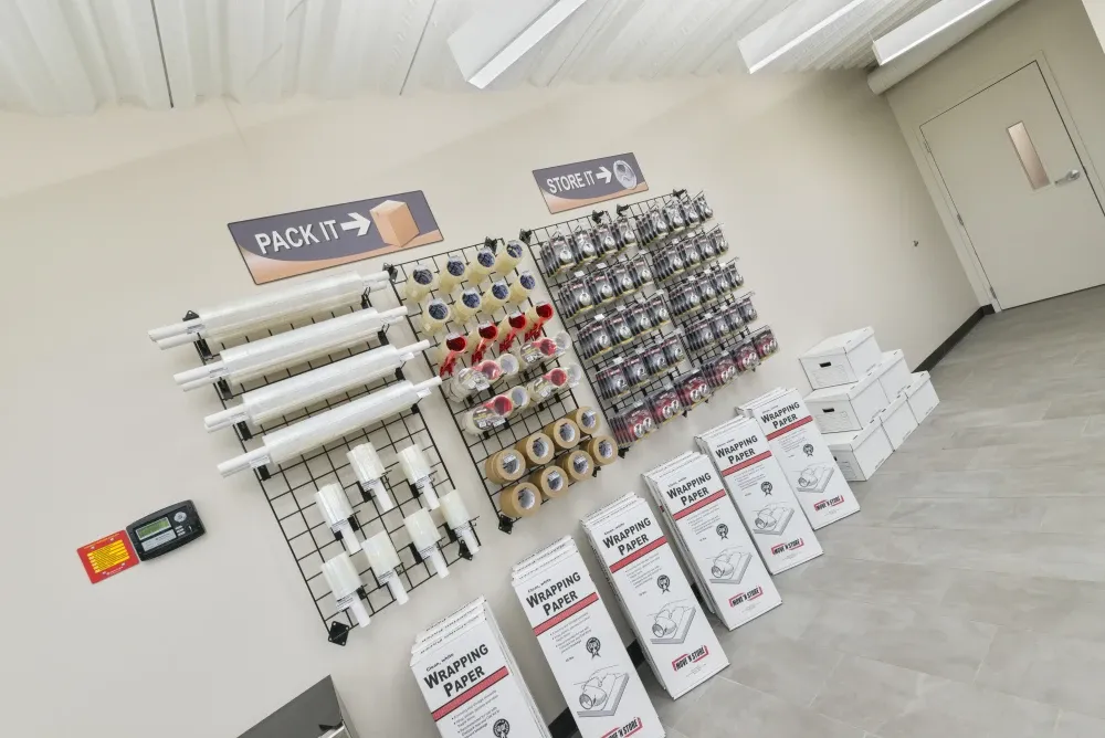 Packing supplies at Southlake Storage.