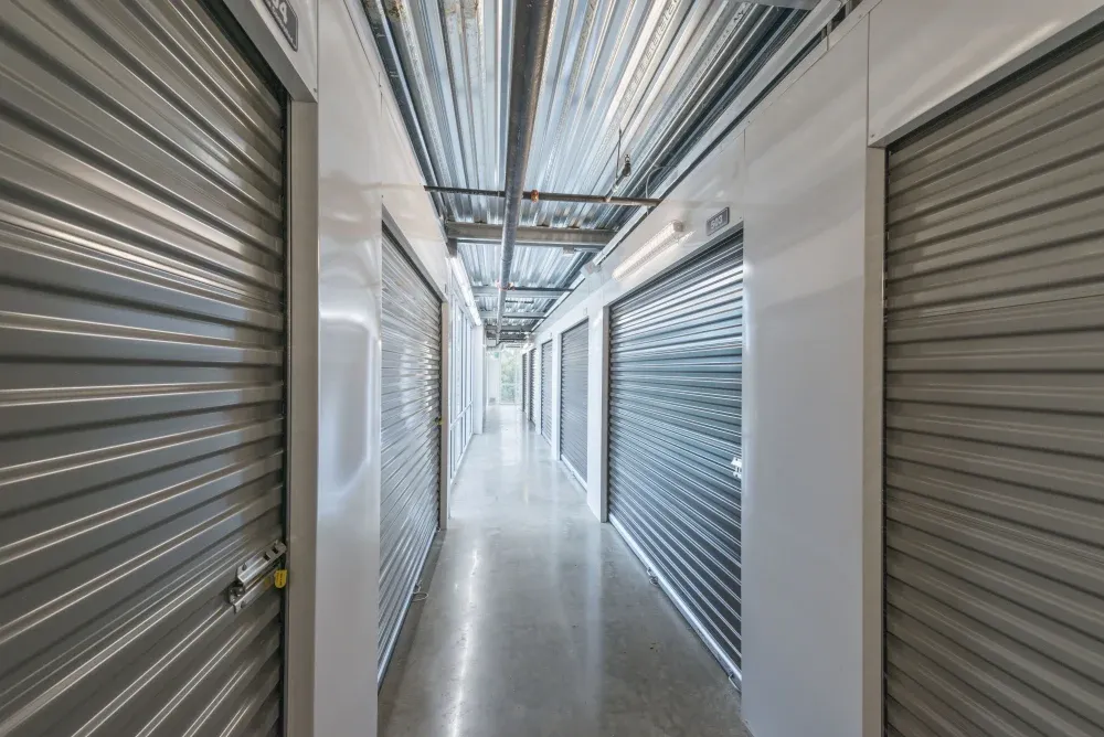 Indoor storage hallway at Southlake Storage.