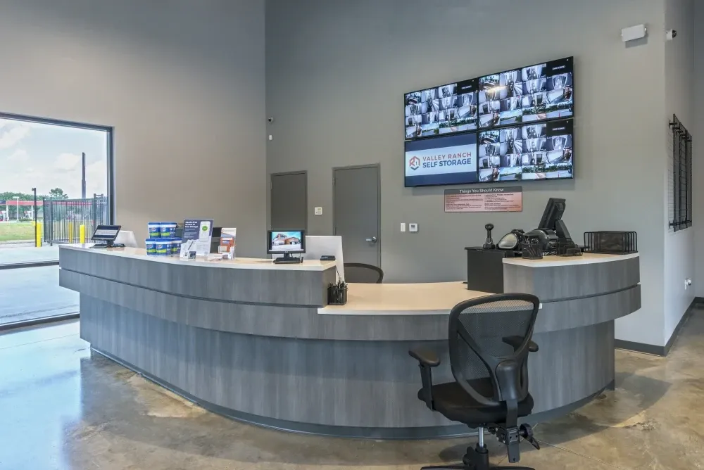 Facility office and lobby at Valley Ranch Storage.