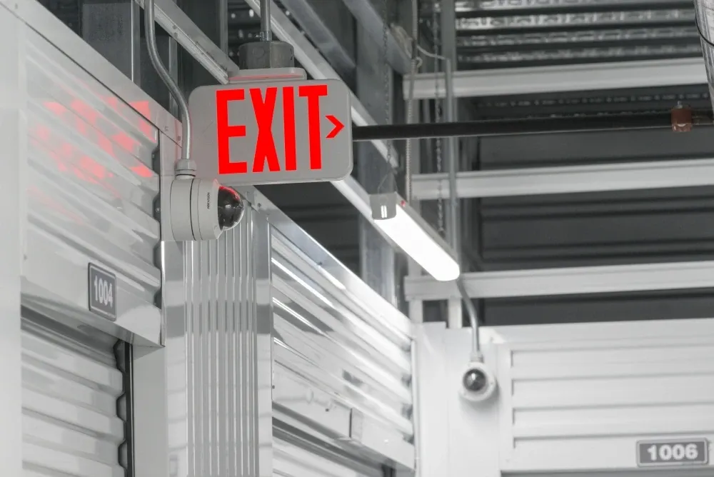 Exit sign at Valley Ranch Storage.