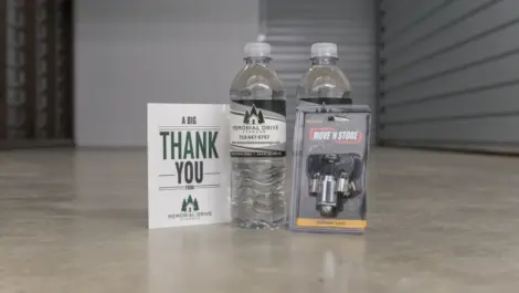 Welcome bundle in a storage unit.