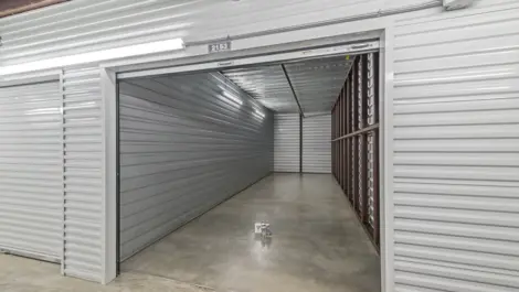Opened large storage unit at Memorial Drive Storage facility.