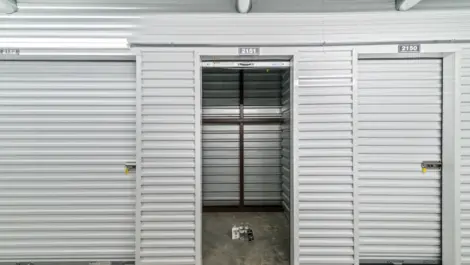 Opened small storage unit at Memorial Drive Storage facility.