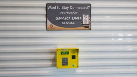 Keypad access at Memorial Drive Storage.