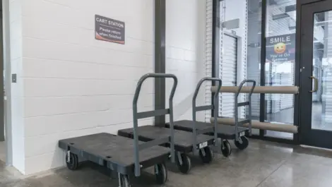 Loading carts at Memorial Drive Storage.