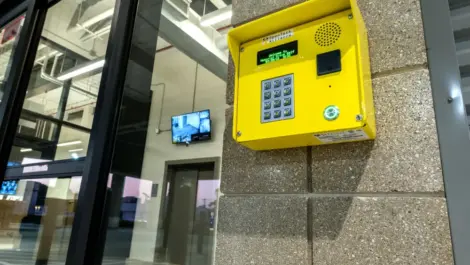 Keypad access at Memorial Drive Storage.