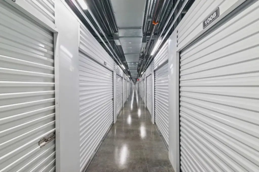 Hall with multiple climate controlled self-storage units