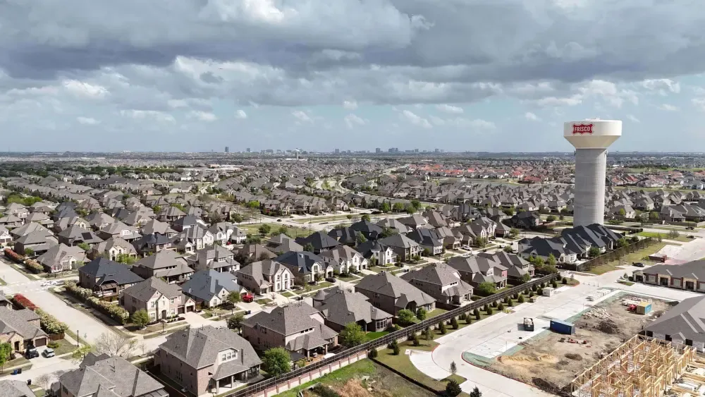 Aerial view of the area surrounding Frisco Self Storage.