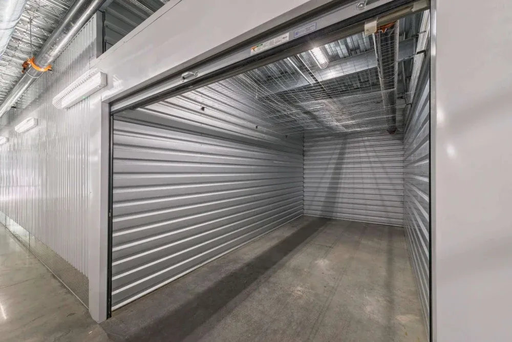 Climate-controlled storage units with roll-up doors at Frisco Self Storage.